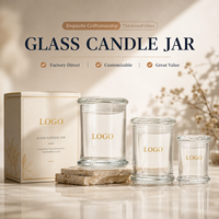 Vente en gros de pots à bougies en verre épais, contenants à bougies vides avec boîte d'emballage, logo personnalisé, plusieurs tailles, avec couvercle en verre