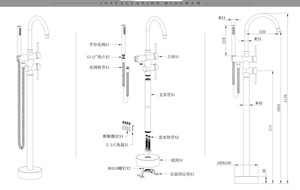 Bañera independiente con ducha de mano y grifo mezclador de suelo - Product Image 5