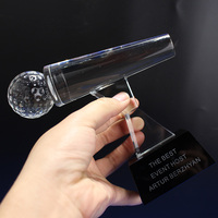 Trophée de microphone en verre personnalisé, trophée de cristal pour chanteur, trophée musical, concours de voix pour spectacle de talents, récompense mobile