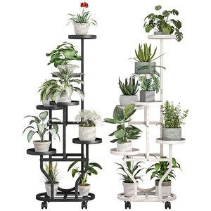 Support de <span class=keywords><strong>plantes</strong></span> métallique à 4/5/6/7 niveaux, 3 couleurs, personnalisable, style nordique, en fer, <span class=keywords><strong>pour</strong></span> intérieur, étagère à fleurs mobile avec roulettes, OEM - Product Image 1