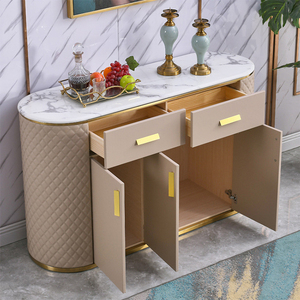 Madia Moderna di Lusso in Legno con Piano in Marmo, <span class=keywords><strong>Mobile</strong></span> Credenza Tavoli Consolle, Mobili per Sala da Pranzo con Set <span class=keywords><strong>Soggiorno</strong></span> in Pelle - Product Image 2