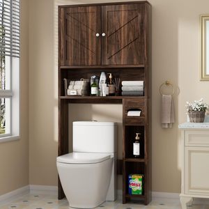<span class=keywords><strong>Meuble</strong></span> <span class=keywords><strong>de</strong></span> <span class=keywords><strong>rangement</strong></span> WC en MDF style ferme avec portes battantes, étagère réglable, dispositif anti-basculement, porte-rouleau <span class=keywords><strong>de</strong></span> papier toilette, blanc, pour <span class=keywords><strong>salle</strong></span> <span class=keywords><strong>de</strong></span> <span class=keywords><strong>bain</strong></span> d'appartement - Product Image 2