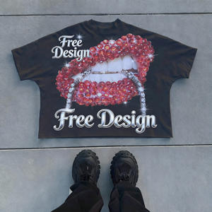 T-shirt Court Streetwear Personnalisé pour Homme, Épaules Tombantes, 100% Coton, Grandes Tailles, Coupe Oversize, Imprimé Graphique - Product Image 2