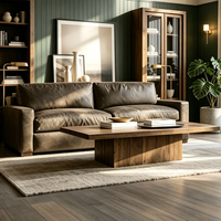 Canapé sectionnel en cuir rustique moderne, écologique, avec accoudoirs carrés, en forme de L, pour villas, hôtels, appartements, salons et maisons
