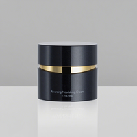 Pot cosmétique cylindrique en acrylique avec couvercle à vis 15g/30g/50g Noir avec spatule Pot vide pour les soins de la peau et l'emballage de produits hydratants