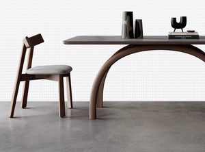 Tavolo da Pranzo in <span class=keywords><strong>Legno</strong></span> Massello con Piano in Pietra, Design Moderno e Minimalista, Colore <span class=keywords><strong>Noce</strong></span>, Grigio Italiano, Rettangolare - Product Image 6