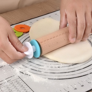 Kitchen Adjustable Wood Baking Utensils Bakers Cookie Pastry Dough Baking <b>Tools</b> Cake Wooden <b>Rolling</b> Pin With Thickness Ring - Product Image 5