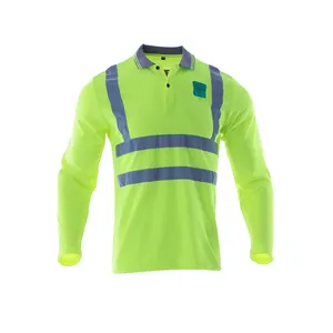 HI VIS SAFETY PRINTING LONG SLEEVES POLO SHIRT WITH REFLECTIVE TAPE WORK WEAR
