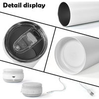 Frasco de vacío aislado para gimnasio de 20oz con logotipo personalizado, música inteligente, inalámbrico, altavoz de viaje de acero inoxidable para exteriores, botella de agua deportiva