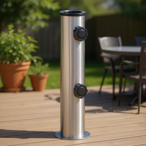 Base para Sombrilla de Patio de Acero Inoxidable Plateado con Soporte, Muebles de Exterior Compactos, Diseño Minimalista - Product Image 2