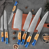 5 inch utilitymes VG10 Damascus staal keukenmes fruitmes met blauw hars handvat