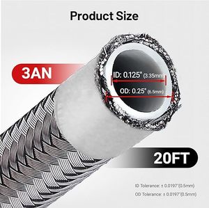 E85 AN4 AN6 AN8 AN10 AN12 AN16 PTFE топливный шланг линия E85 из нержавеющей стали Плетеный Топливный Шланг PTFE - Product Image 2