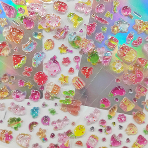Wholesale Anime 3D Transparent Eco-friendly PVC Reusable Matte Varnishing Drop Epoxy Stickers Custom Jelly Crystal Decoration - Product Image 1