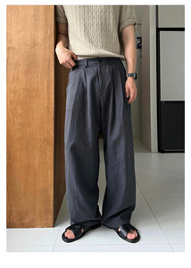 Quần dài nam chất liệu lanh xu hướng Nhật Bản FLN 2025, dáng rộng, ống thẳng, phong cách thường ngày - Product Image 2