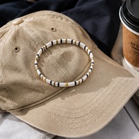 Bracelet en coquillages fait main pour homme, noir, blanc, or, géométrique, rectangle, minimaliste, tendance, polyvalent, vente en gros
