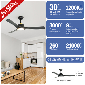 1stshine LED Ventilador de techo Rústico 220V Ahorro de energía 6 velocidades Negro 52 pulgadas Ventilador de techo con aspas de plástico - Product Image 1