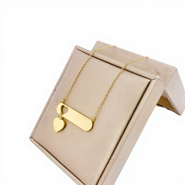 New Style Mirror Love Heart Can Carve Writing Pendant Necklace Special-interest Design High Sense