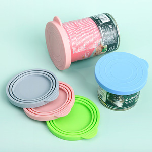 Couvercles réutilisables en silicone pour boîtes de conserve d'aliments pour animaux de compagnie, couleurs rose vif, bleu, gris, vert, pour le stockage des aliments pour chats et chiens - Product Image 1