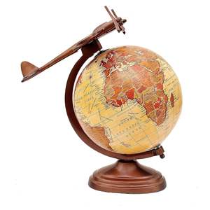 Décorations en bois de pin massif de style rétro européen <span class=keywords><strong>Carte</strong></span> <span class=keywords><strong>du</strong></span> <span class=keywords><strong>monde</strong></span> Globe Folk Art Polish Technique pour le bureau ou la maison pour la chambre anglaise - Product Image 3