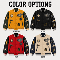 Veste Hip Hop personnalisée avec manches en cuir véritable, broderie chenille, strass, veste de baseball universitaire en molleton