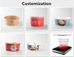 OEM ODM kundenspezifische Aluminiumfolie Papierschüssel recycelbare Lebensmittelbehälter für Salat Süßigkeiten Snack Plätzchen Verpackung chinesisches Restaurant