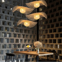 Lustre en bambou tissé à la main, style rétro, rond, en bois et en rotin, fabriqué en Chine