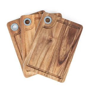Tabla De Corte Grande De Madera Solida De Acacia Y Bambú Orgánico Ecológico Ideal Con Surco Para Jugos - Product Image 2