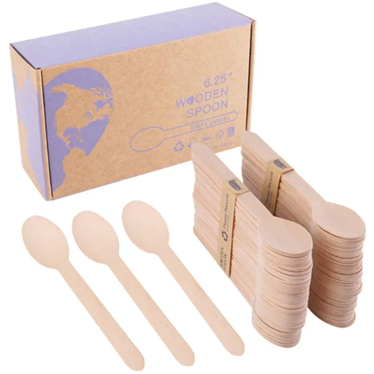 Bambus Disposable Wooden Forks, Spoons, Knives Set no plastic Cutlery Biodegradable Replacements (300 Count - 120 Forks