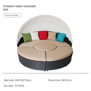 Divano Letto da Esterno Moderno in Rattan PE con Tettuccio Rimovibile, Seduta Confortevole Multi-persona, <span class=keywords><strong>Design</strong></span> Moderno e Semplice per Uso Alberghiero - Product Image 4