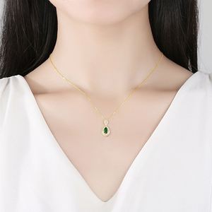 Juego de Joyería de Plata de Ley 925 con Corte de Pera de 4*6 mm, Antideslustre, para Mujer, con Aretes y Colgante Dorados - Product Image 4