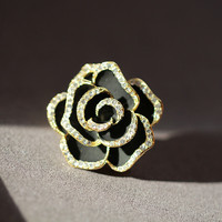 Bros bunga mawar hitam Fashion Modern Vintage Pria Wanita Pin bros pesta liburan hadiah pasangan perhiasan