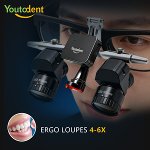 Loupes dentaires ergonomiques en acier chirurgical, grossissement réglable 4-6X avec lampe frontale LED 5W 30000lux - Product Image 3