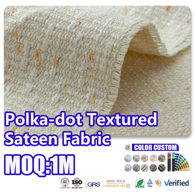 Polka-dot Textured Sateen Fabric Soft Breathable Multi-color for Women Dress, Blouse, Skirt and Home Decoration