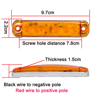 2pcs siêu mỏng 6LED cảnh báo ánh sáng 12V-80V Trailer chỉ số bên Đèn <span class=keywords><strong>LED</strong></span> xe tải Strobe chỉ số Xe Cảnh Báo đèn nhấp nháy - Product Image 5