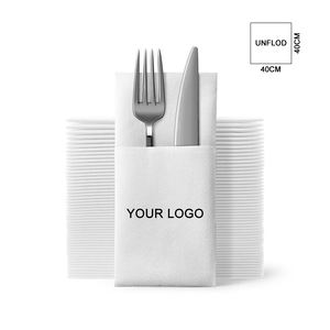 <span class=keywords><strong>Serviettes</strong></span> de table jetables avec poches pour couverts intégrées pour l'argenterie Linge Sensation Airlaid Papier <span class=keywords><strong>Serviettes</strong></span> blanches Poche <span class=keywords><strong>pré</strong></span>-pliée - Product Image 2