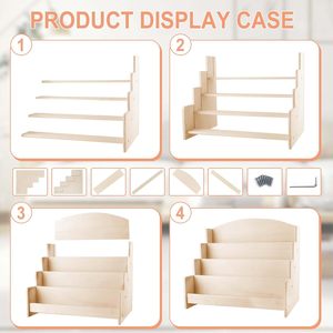 Expositor <span class=keywords><strong>de</strong></span> Tarjetas <span class=keywords><strong>de</strong></span> Felicitación <span class=keywords><strong>de</strong></span> Madera <span class=keywords><strong>de</strong></span> 4 Niveles, Organizador <span class=keywords><strong>de</strong></span> Pegatinas Color Madera, Estante para Postales, Fotos y Papelería - Product Image 3