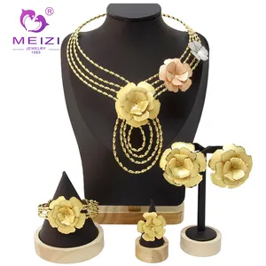 MEIZI JEWELRY Hotsale Dubai Gold Plated Luxury Ear Ring Set African Women's Wedding Jewelry Sets For Engagement