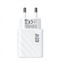 Adaptor Charger Cepat 65W GaN Tech PD4.0 PPS Tipe-C Tipe-A Dual Port Chip Cerdas Colokan EU untuk Rumah dan Kantor