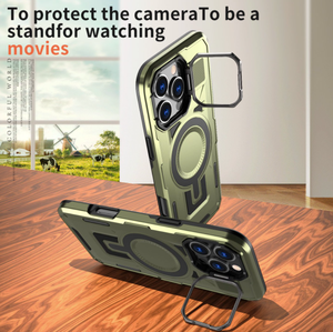 Étui robuste anti-chute magnétique en alliage de zinc avec protection d'appareil photo et béquille pour <span class=keywords><strong>iPhone</strong></span> 16 15 14 Pro – Coque de protection intégrale - Product Image 6