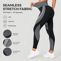 Leggings Deportivos Sin Costuras para Mujer, Cintura Alta, Banda Acanalada, Levanta Glúteos, Control de Abdomen, Pantalones de Yoga y Pilates