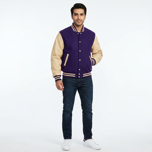 Wool & <b>leather</b> varsity jacket classic collegiate design, stylish for sports, events & casual everyday wear - Product Image 1
