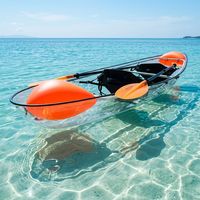 Kayak transparent en polycarbonate, bateau double, canoë transparent en PC, accessoire de navigation transparent en cristal
