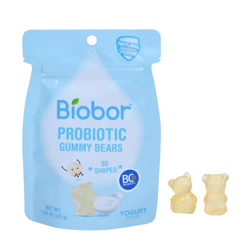 Großhandel Biobor aktive Probiotika Gummi Joghurt bevorzugen 3D Gummibärchen Soft Candy Süßigkeiten