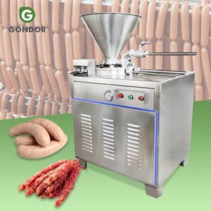 Máquina automática pequeña para hacer salchichas rojas frescas, rellenadora de salchichas y hot dogs con enlazador - Product Image 1