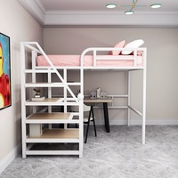 Lit mezzanine moderne en métal, gain de place, avec espace inférieur multifonctionnel, en acier tubulaire robuste de 1,2 mm, pour adultes