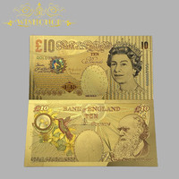 Nicro Nouveau Design Billets Souvenirs en Plastique Plaqué Or de la Livre Sterling Britannique Fournitures de Fête Billets de Banque de Haute Qualité Accessoire de Film Argent Euro