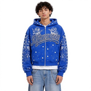 Sweat à capuche zippé intégral en molleton de coton épais, coupe oversize, style streetwear, éco-responsable, motif Crystal Angel, collection hiver, personnalisable - Product Image 1
