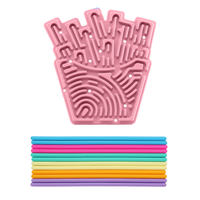 Tablero Sensorial de Silicona de Doble Cara con Diseño de Papas Fritas, Juguete Educativo Giratorio para Aliviar el Estrés para Niños de 5 a 7 Años