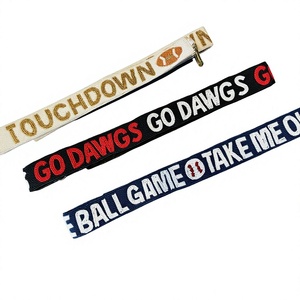 Fashionable Eco-Friendly Customizable Beaded Vintage Hook <b>Webbing</b> <b>Strap</b> Embroidered Text Touchdown Go Dawgs Ball Accessories - Product Image 1