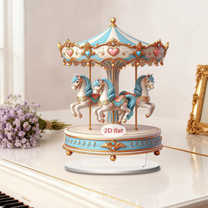 Pièce décorative en acrylique 2D Carrousel Rêveur Européen - Décoration de bureau pour une ambiance festive et apaisante - Product Image 4